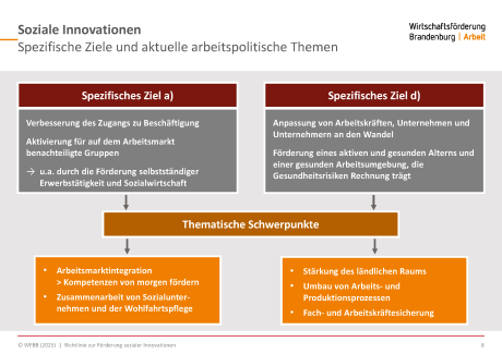 Richtlinie zur Förderung sozialer Innovationen Spezifische Ziele und aktuelle arbeitspolitische Themen
