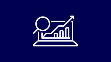 Icon für Datenanalyse auf blauem Hintergrund