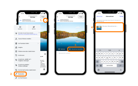 Handydisplay mit Einstellfunktion der Alternativtexte
