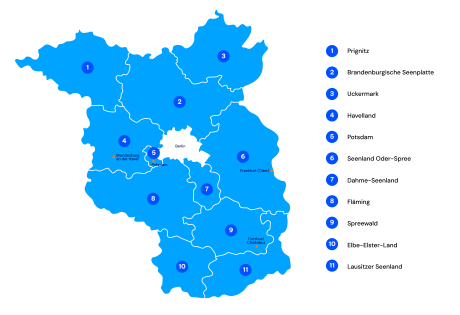 Karte Reiseregionen Brandenburgs
