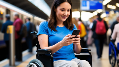 Frau unterwegs im Rollstuhl (KI-generiertes Bild)