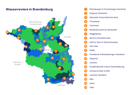Übersicht Wasserreviere in Brandenburg