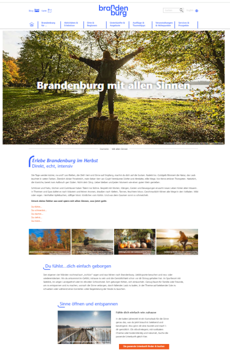 Kampagnen-Landingpage reiseland-brandenburg.de/mit-allen-sinnen
