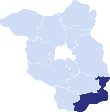 Reisegebiet Lausitzer Seenland auf einer Karte Brandenburgs