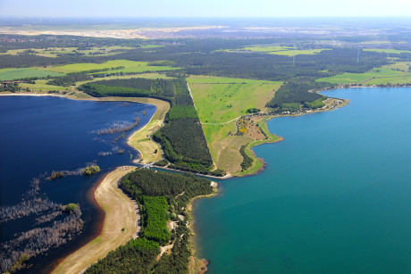 Luftbildaufnahme Sedlitzer und Partwitzer See im Lausitzer Seenland