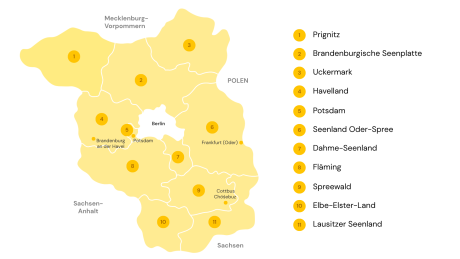 Karte Reiseregionen Brandenburg