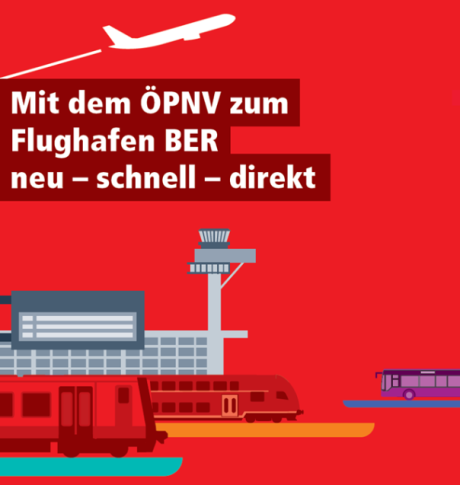 Zeichnung vom Flughafen, der mit dem ÖPNV erreichbar ist
