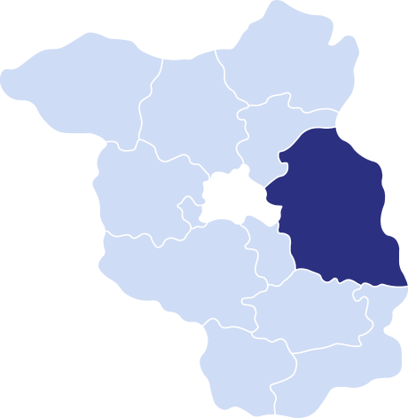 Reisegebiet Seenland Oder-Spree auf einer Karte Brandenburgs