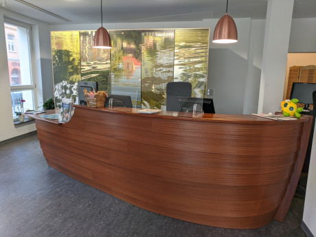 Counter in Bootsform in der Touristinformation in Lychen