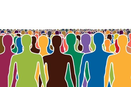 Konturen von Menschen in unterschiedlichen Farben