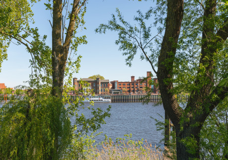 Blick auf Wittenberge mit Elbe