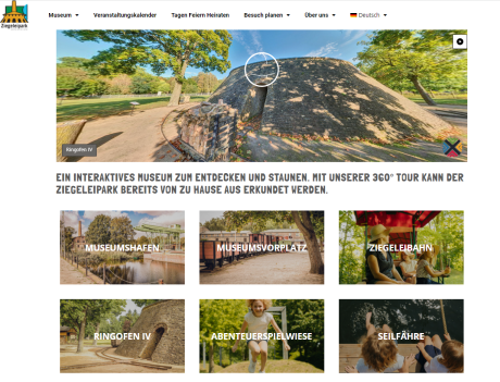 Webseite des Ziegeleipark Mildenberg