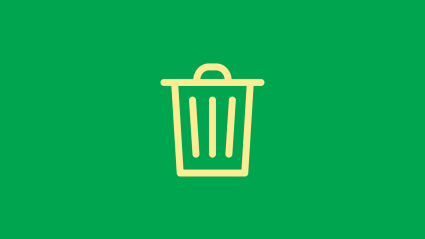 Grafik Mülltonne auf grünem Grund