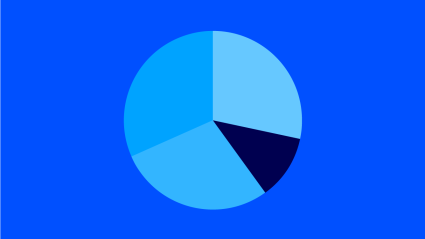 Grafik eines Tortendiagramms auf blauem Hintergrund