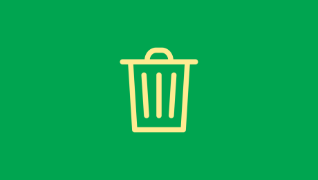 Grafik Mülltonne auf grünem Grund