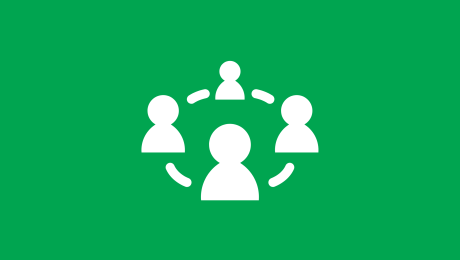 Grafik Netzwerk von Personen auf Grünem Grund