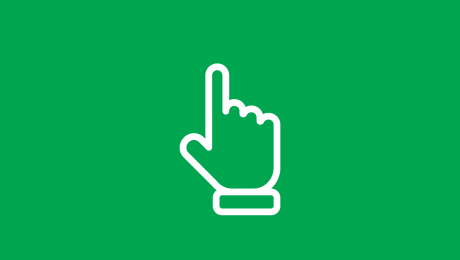 weiße Hand mit ausgestrecktem Zeigefinger  auf grünem Hintergrund