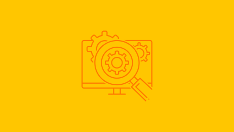 lupe vor monitor mit vergrößerung von zahnrädern