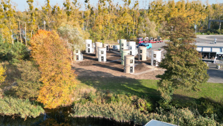 Vogelperspektive auf die slubes an der Marina Zehdenick