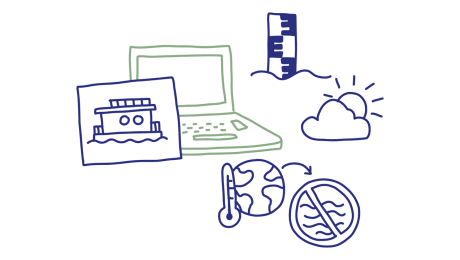 Grafik zeigt Computer und Klimasymbole