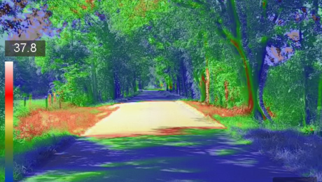 Wärmebildaufnahme auf einem Streckenabschnitt des Radweges
