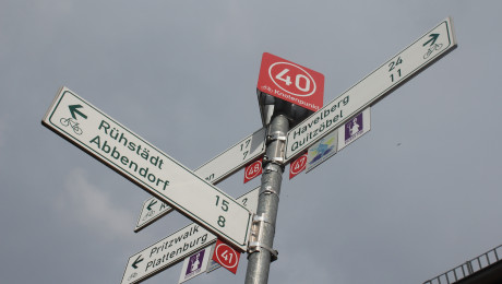 Beschilderung zur Knotenpunktwegweisung für Radfahrer in Brandenburg, Prignitz