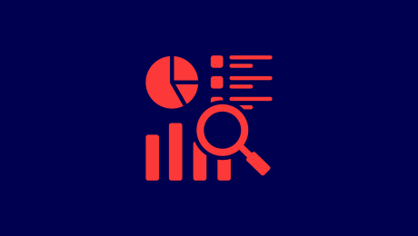 Illustration für Marktforschung: Lupe und drei Diagramme