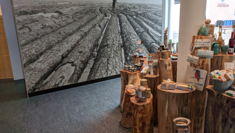 Blick in den Verkaufsraum der Touristinformation Lychen