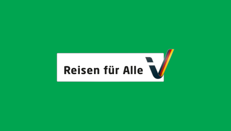 Logo Reisen für alle auf grünem Grund
