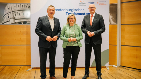 Christian Jaschinski, Martina Klement und Ludger Weskamp auf dem Brandenburgischen Tourismustag