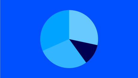 Grafik eines Tortendiagramms auf blauem Hintergrund