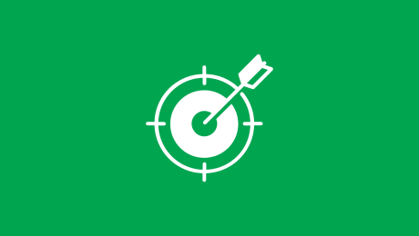 Icon Zielscheibe auf grünem Grund