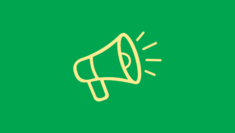 Megafon-Icon auf grünem Grund