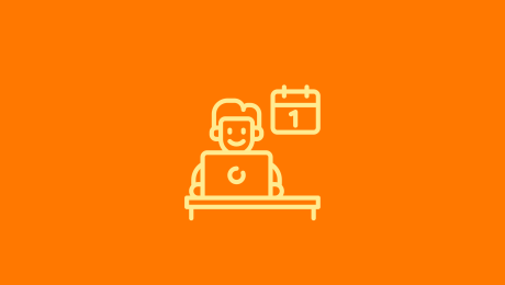 Grafik von einer Person im Home Office vor einem Kalender