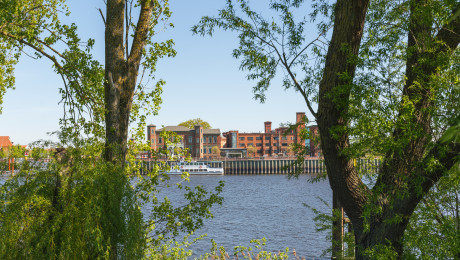 Blick auf Wittenberge mit Elbe